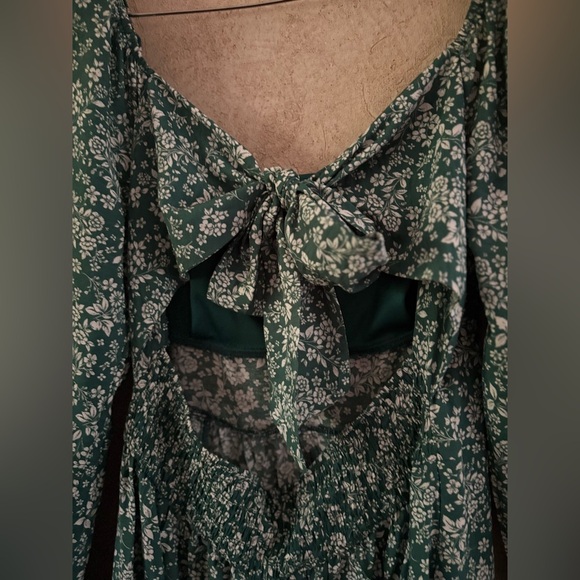 As U Wish Floral Green Long Sleeve Dress - Picture 4 of 6